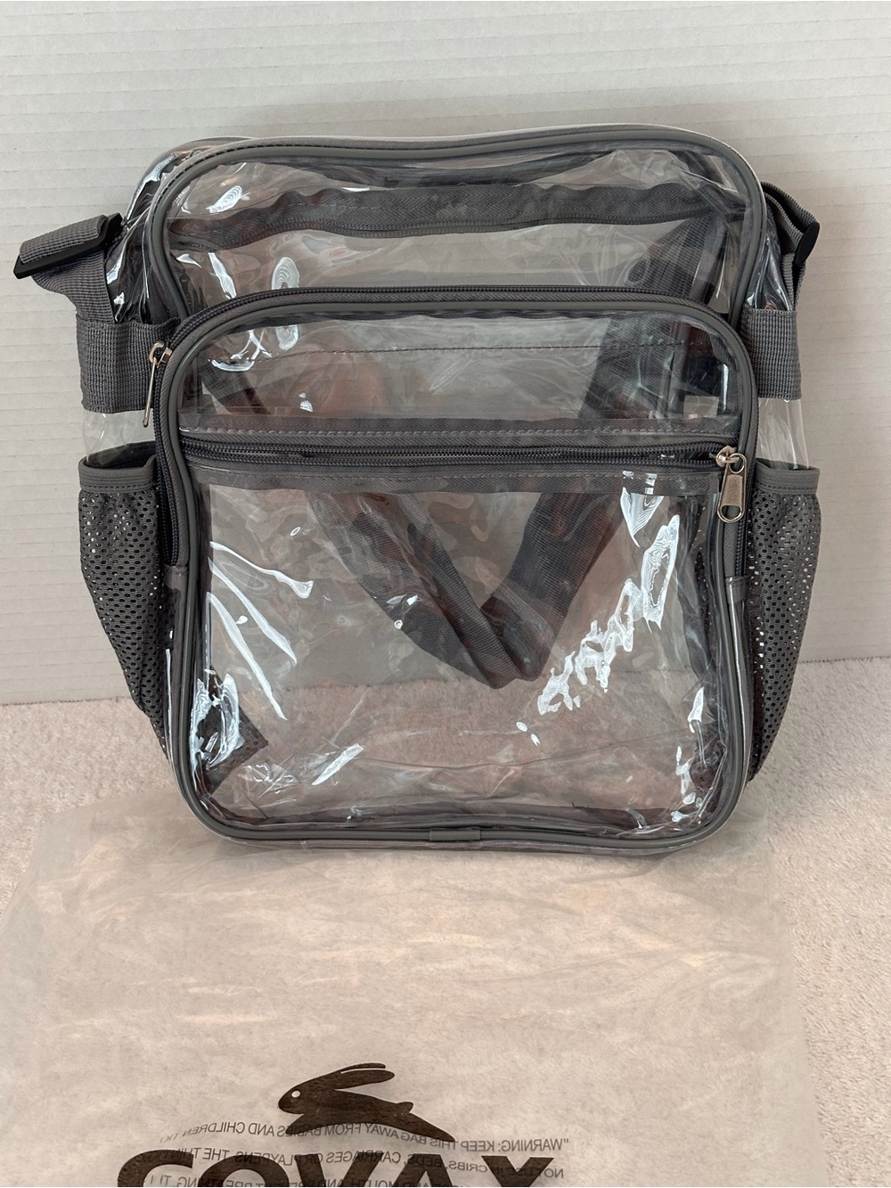 Clear Gray Crossbody Bag - Transparent Stadium Bag